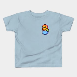 Cute Parrot in Pocket Kawaii Peeking Bird Lover Kids T-Shirt